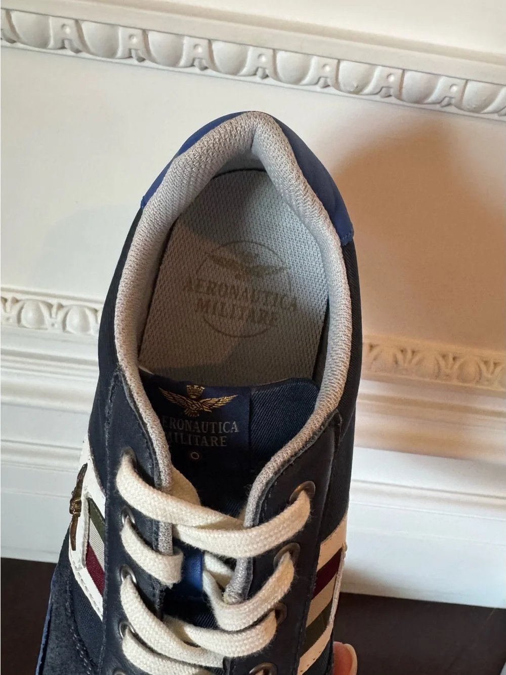 Aeronautica Militare Navy, Blue and White Men's Casual Sneakers